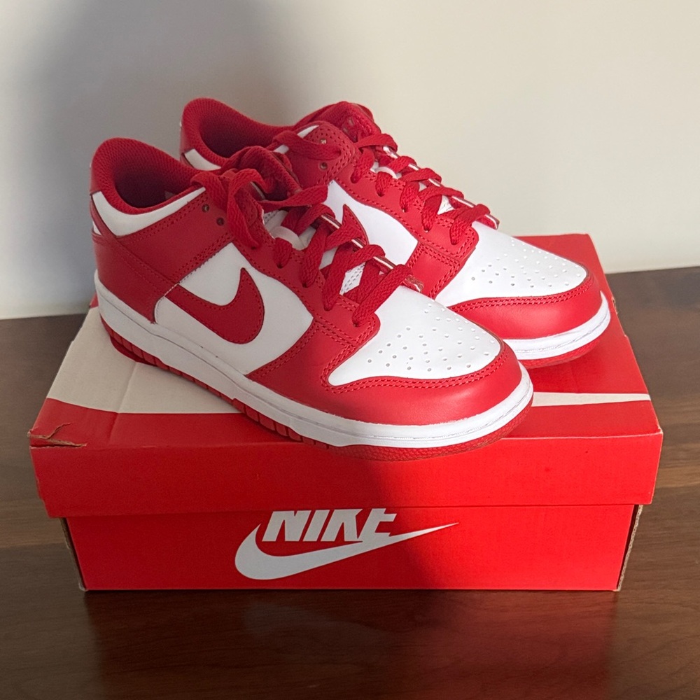 Nike Dunk Low Kids White and University Red